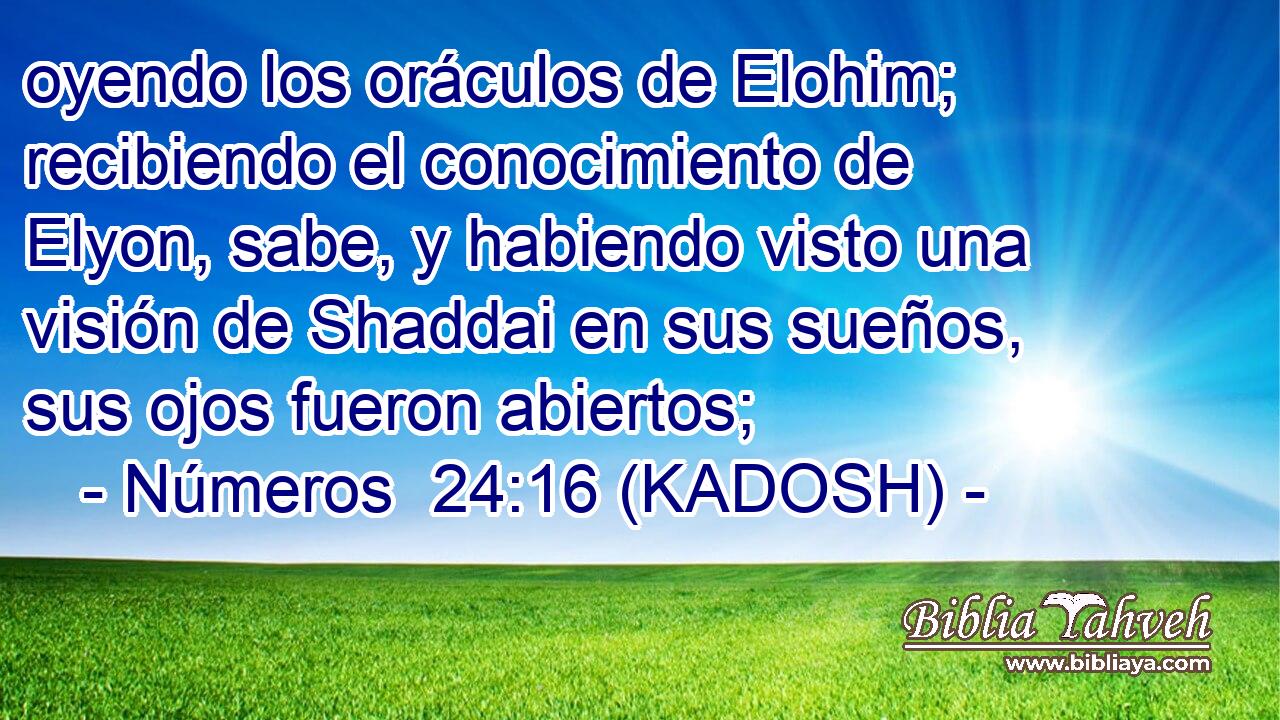  oyendo los oráculos de Elohim; recibiendo el conocimiento de Elyon, sabe, y habiendo visto una visión de Shaddai en sus sueños, sus ojos fueron abiertos; 