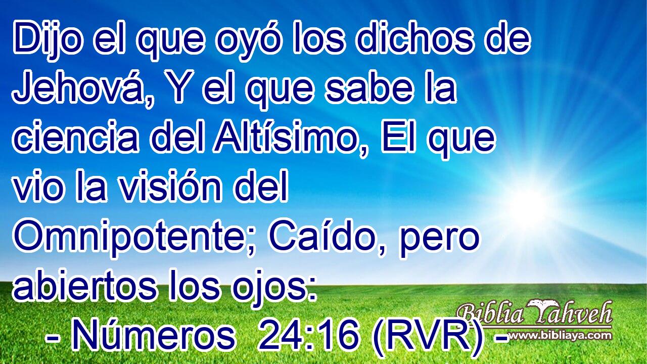 Dijo el que oyó los dichos de Jehová, Y el que sabe la ciencia del Altísimo, El que vio la visión del Omnipotente; Caído, pero abiertos los ojos: