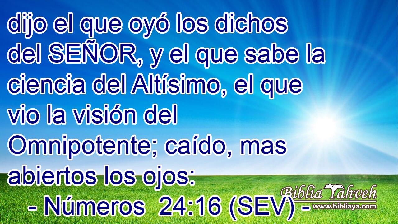 dijo el que oyó los dichos del SEÑOR, y el que sabe la ciencia del Altísimo, el que vio la visión del Omnipotente; caído, mas abiertos los ojos: