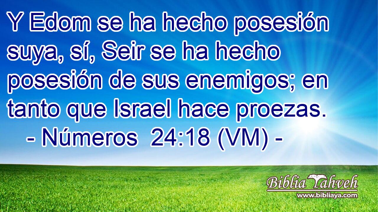  Y Edom se ha hecho posesión suya, sí, Seir se ha hecho posesión de sus enemigos; en tanto que Israel hace proezas. 
