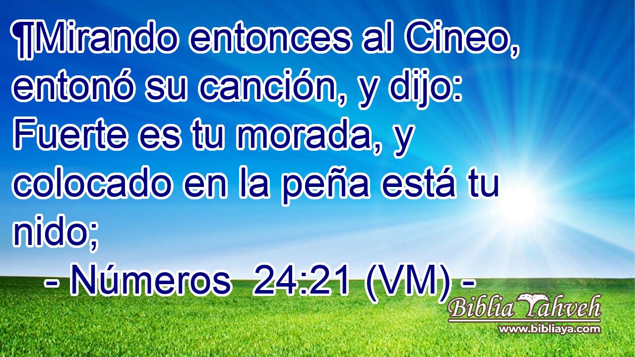  ¶Mirando entonces al Cineo, entonó su canción, y dijo: Fuerte es tu morada, y colocado en la peña está tu nido; 