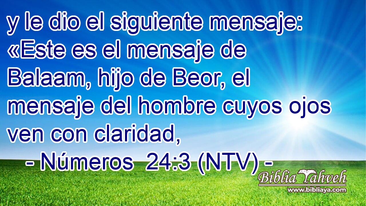 y le dio el siguiente mensaje: «Este es el mensaje de Balaam, hijo de Beor, el mensaje del hombre cuyos ojos ven con claridad,