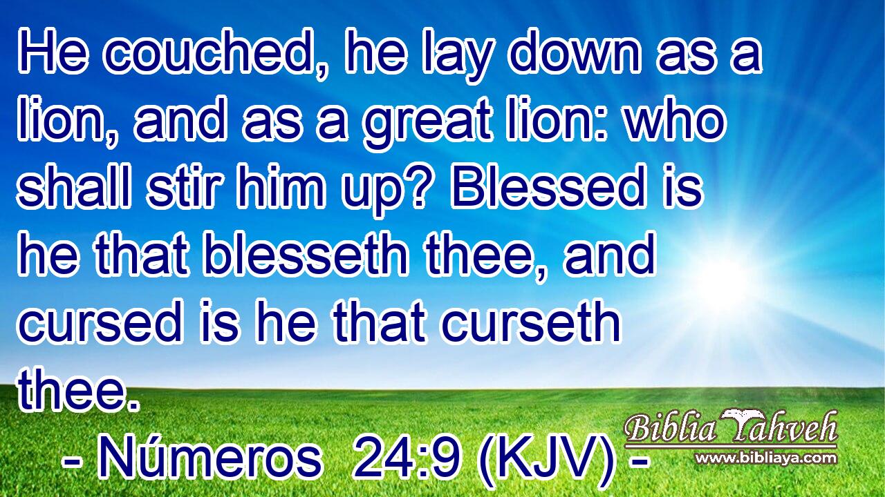 He couched, he lay down as a lion, and as a great lion: who shall stir him up? Blessed is he that blesseth thee, and cursed is he that curseth thee.