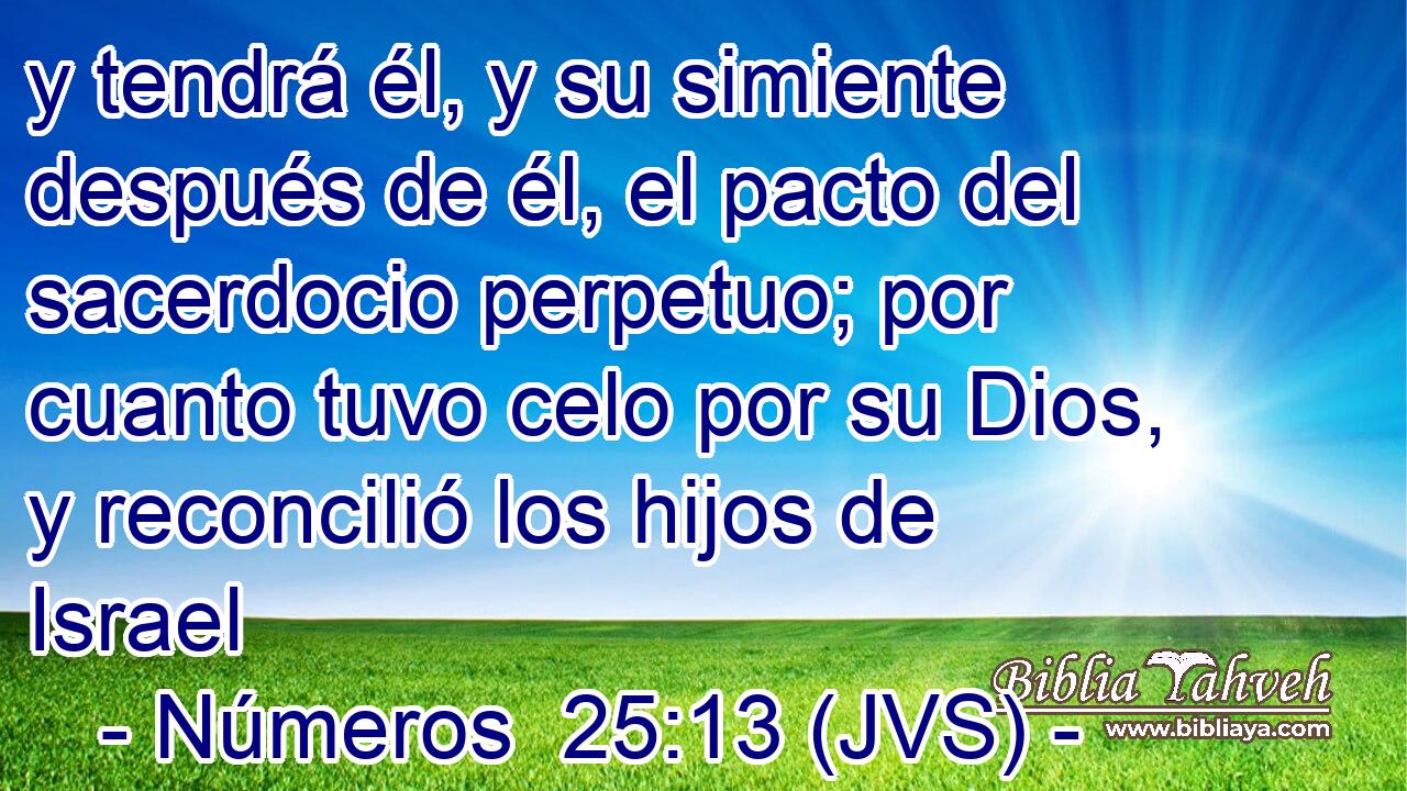 y tendrá él, y su simiente después de él, el pacto del sacerdocio perpetuo; por cuanto tuvo celo por su Dios, y reconcilió los hijos de Israel