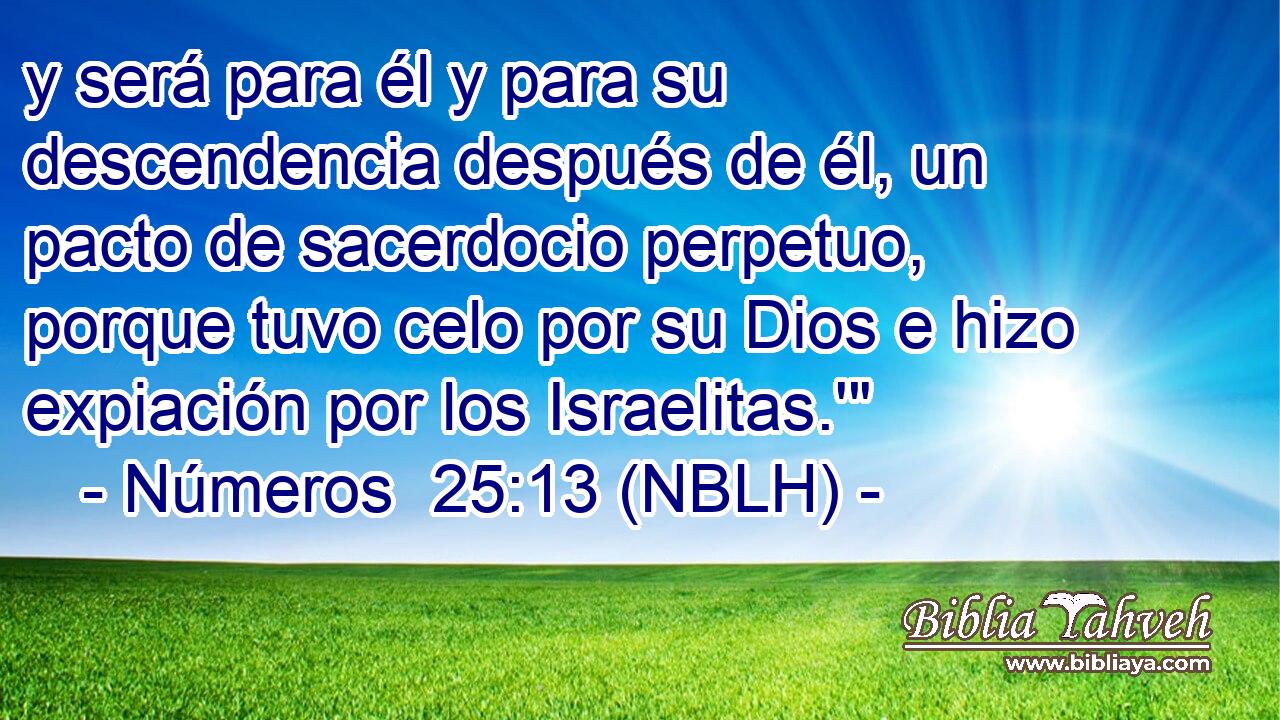  y será para él y para su descendencia después de él, un pacto de sacerdocio perpetuo, porque tuvo celo por su Dios e hizo expiación por los Israelitas.'