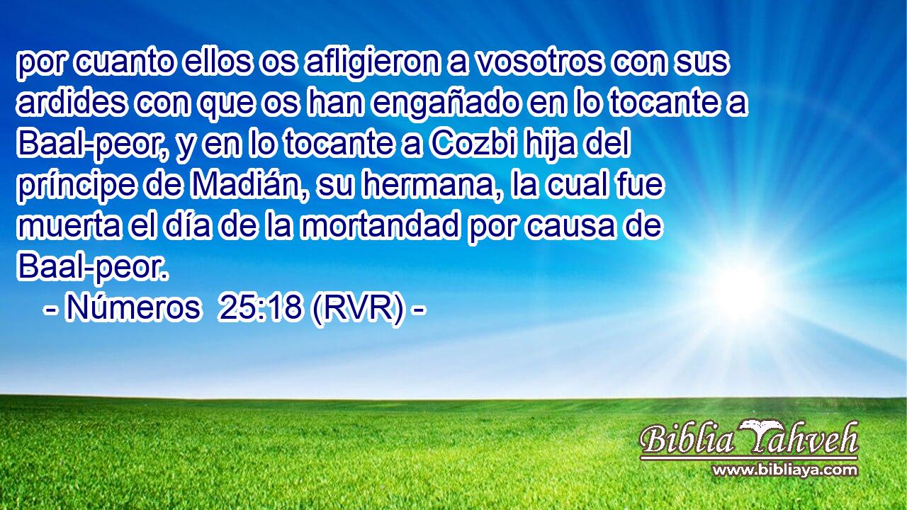 por cuanto ellos os afligieron a vosotros con sus ardides con que os han engañado en lo tocante a Baal-peor, y en lo tocante a Cozbi hija del príncipe de Madián, su hermana, la cual fue muerta el día de la mortandad por causa de Baal-peor.