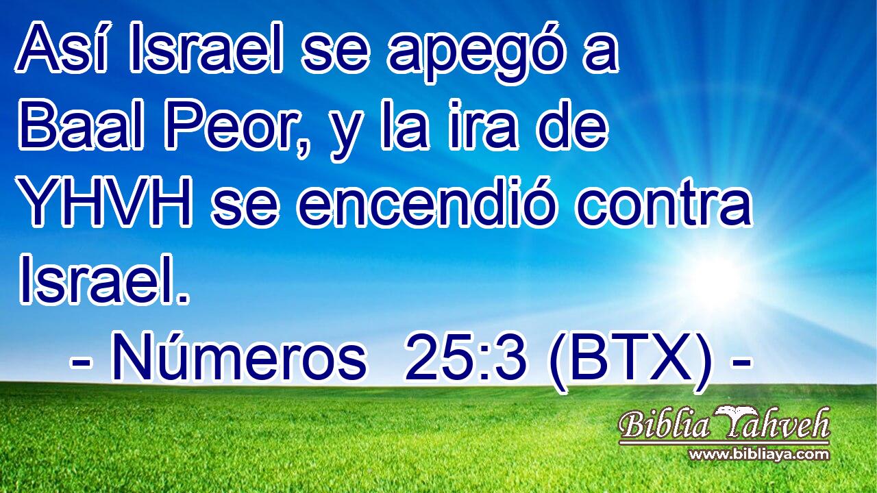 Así Israel se apegó a Baal Peor, y la ira de YHVH se encendió contra Israel.
