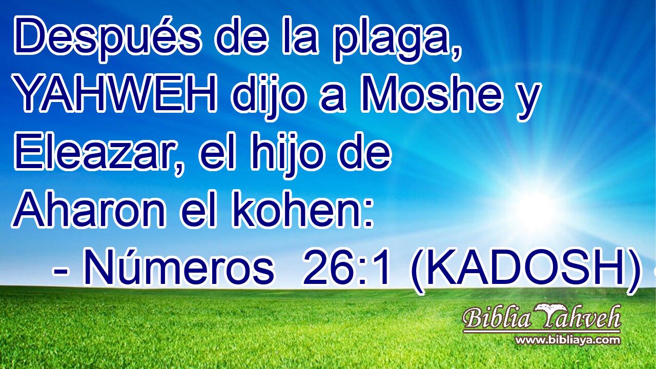 Después de la plaga, YAHWEH dijo a Moshe y Eleazar, el hijo de Aharon el kohen: 