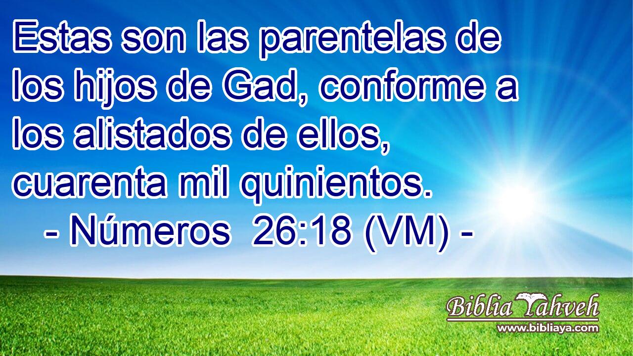  Estas son las parentelas de los hijos de Gad, conforme a los alistados de ellos, cuarenta mil quinientos. 