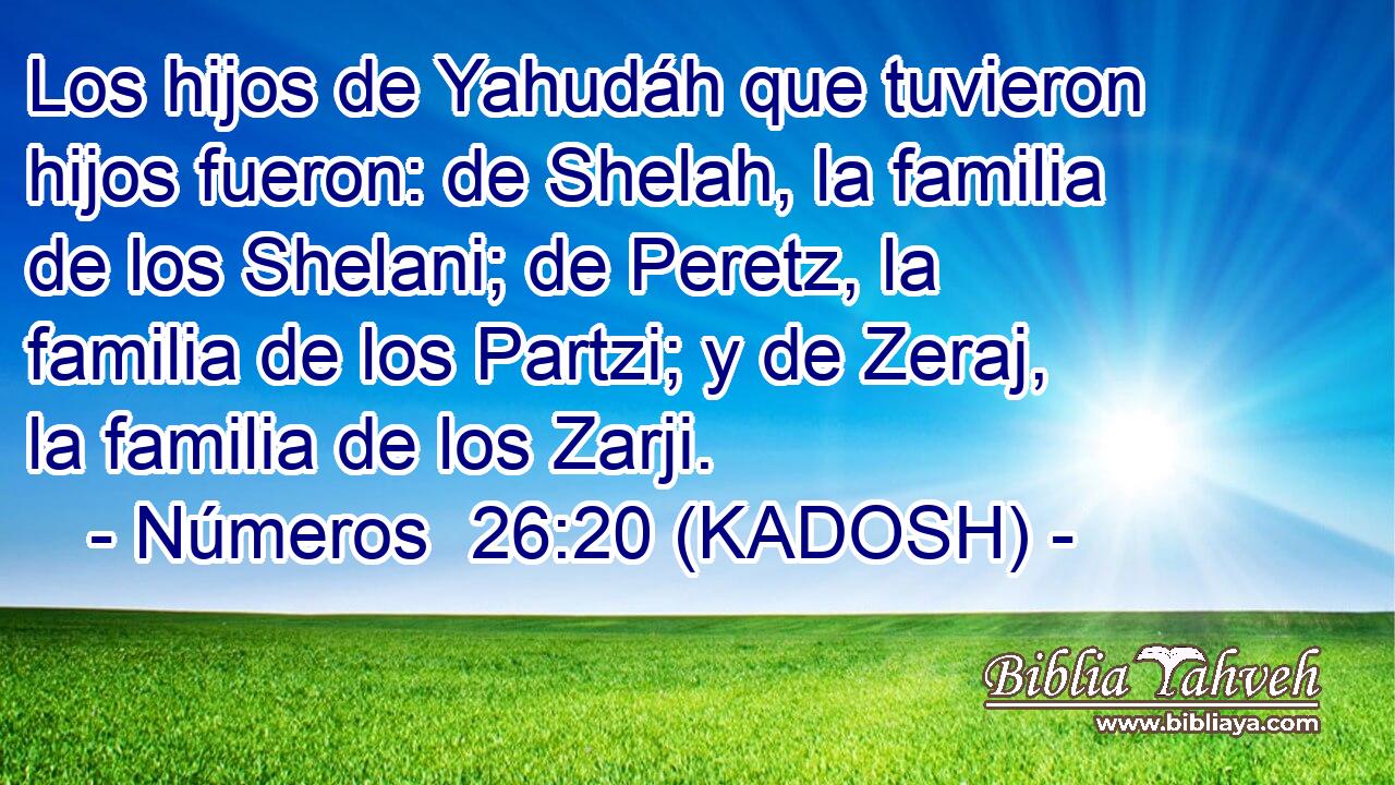  Los hijos de Yahudáh que tuvieron hijos fueron: de Shelah, la familia de los Shelani; de Peretz, la familia de los Partzi; y de Zeraj, la familia de los Zarji. 