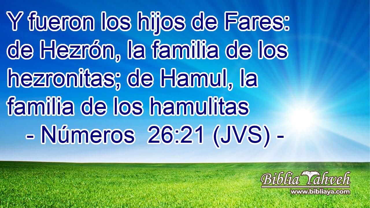 Y fueron los hijos de Fares: de Hezrón, la familia de los hezronitas; de Hamul, la familia de los hamulitas