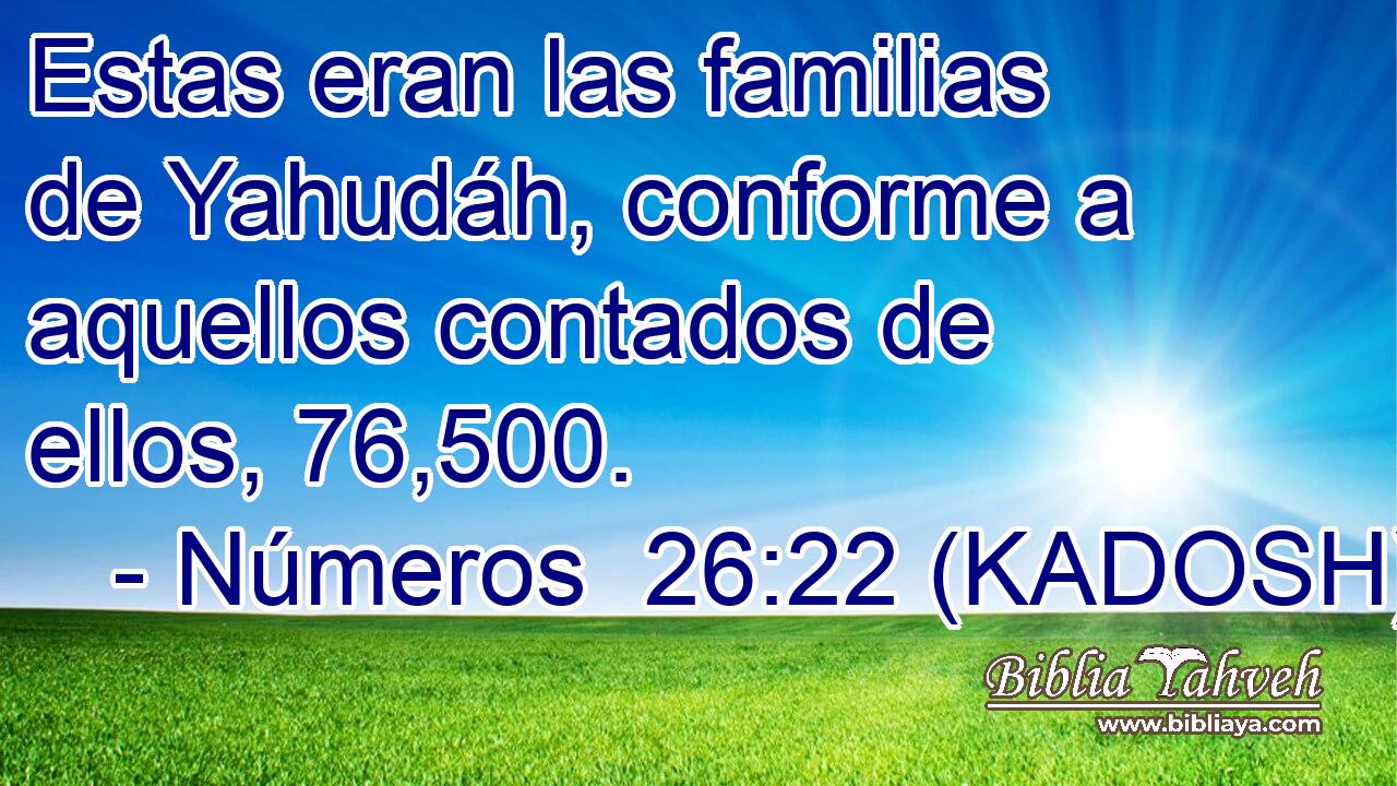  Estas eran las familias de Yahudáh, conforme a aquellos contados de ellos, 76,500. 