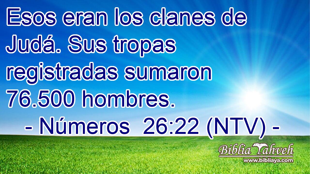 Esos eran los clanes de Judá. Sus tropas registradas sumaron 76.500 hombres.