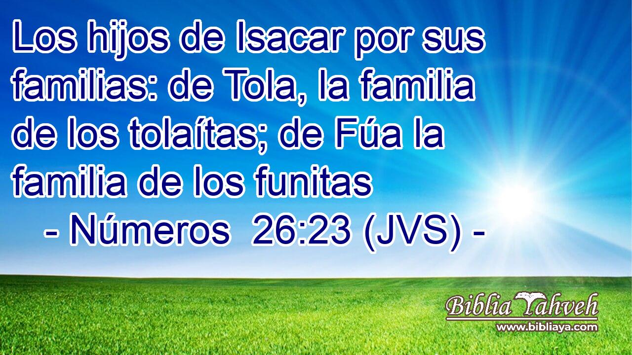 Los hijos de Isacar por sus familias: de Tola, la familia de los tolaítas; de Fúa la familia de los funitas