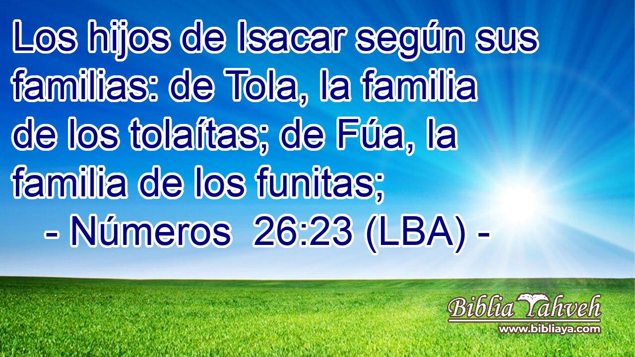 Los hijos de Isacar según sus familias: de Tola, la familia de los tolaítas; de Fúa, la familia de los funitas;
