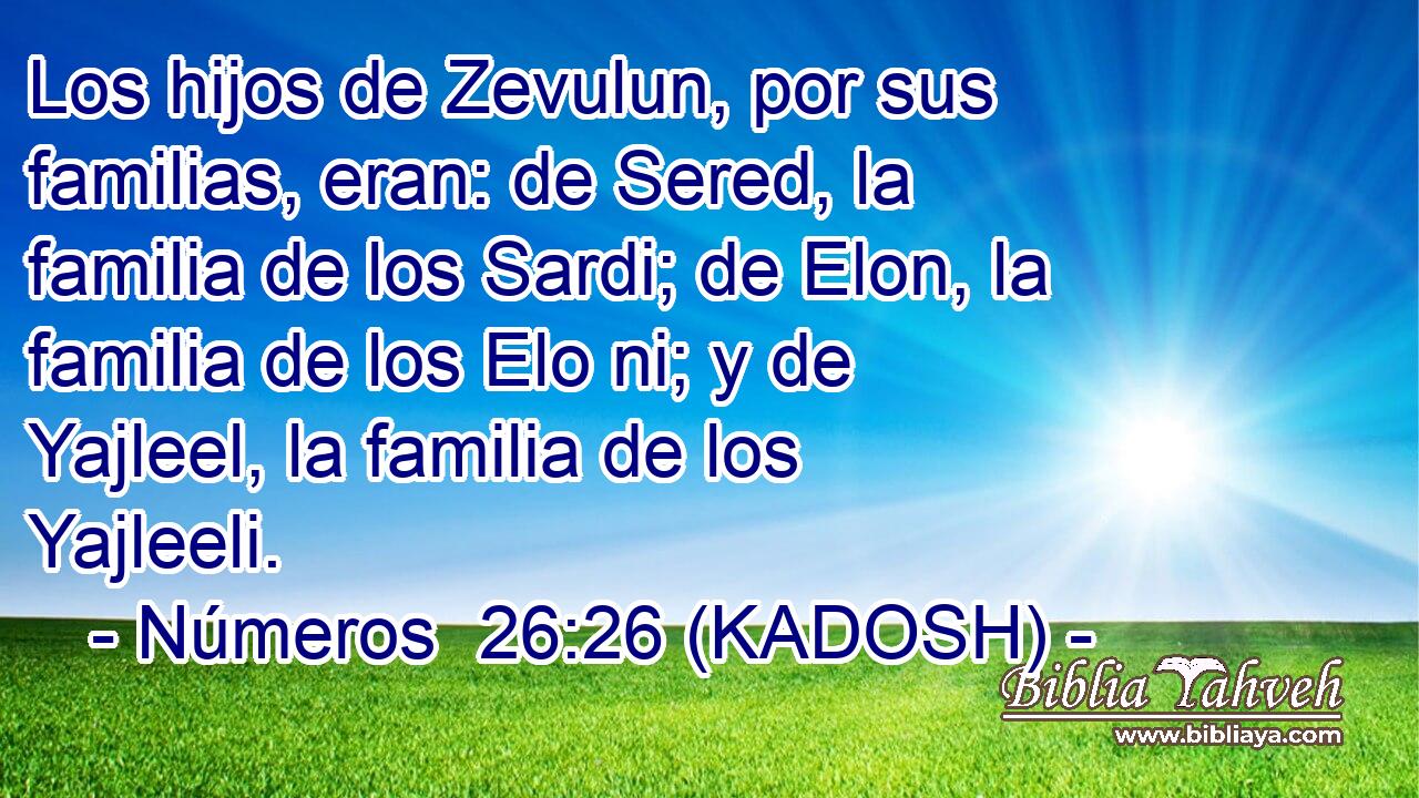  Los hijos de Zevulun, por sus familias, eran: de Sered, la familia de los Sardi; de Elon, la familia de los Elo ni; y de Yajleel, la familia de los Yajleeli. 