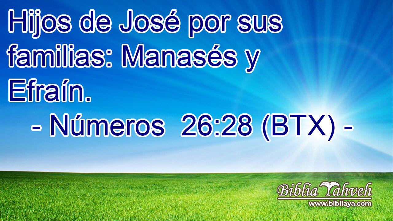 Hijos de José por sus familias: Manasés y Efraín.