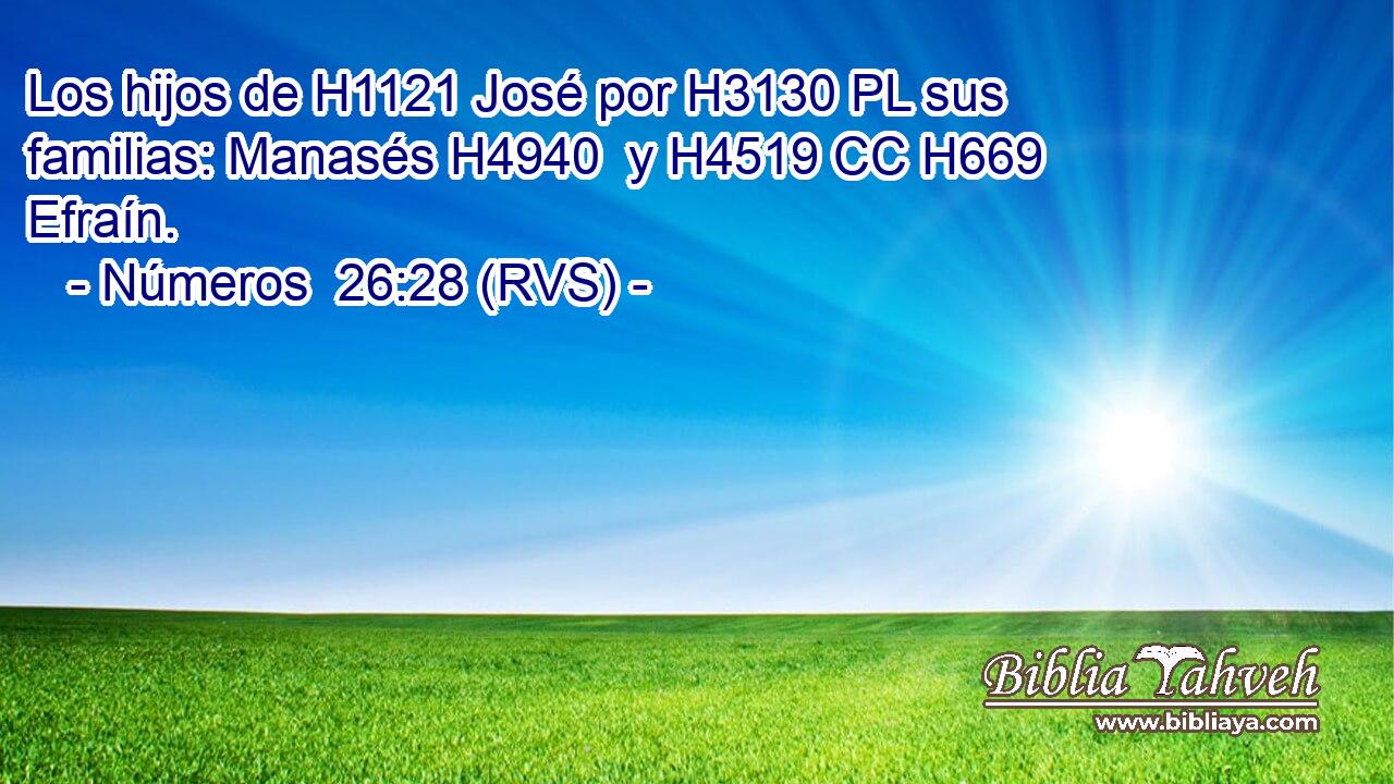 Los hijos de H1121 José por H3130 PL sus familias: Manasés H4940  y H4519 CC H669 Efraín. 