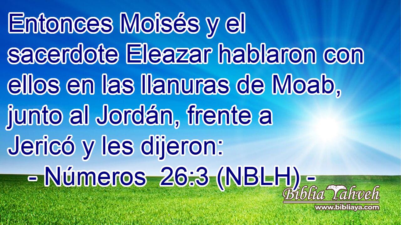  Entonces Moisés y el sacerdote Eleazar hablaron con ellos en las llanuras de Moab, junto al Jordán, frente a Jericó y les dijeron: 