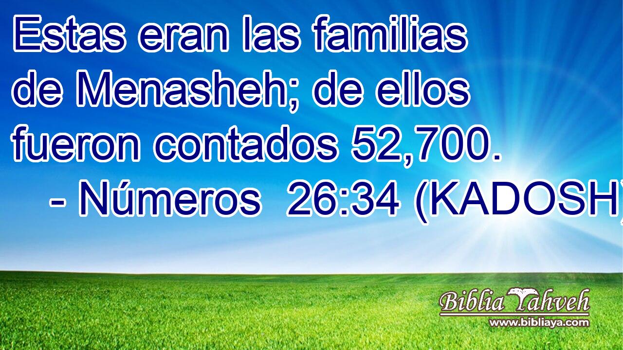  Estas eran las familias de Menasheh; de ellos fueron contados 52,700. 