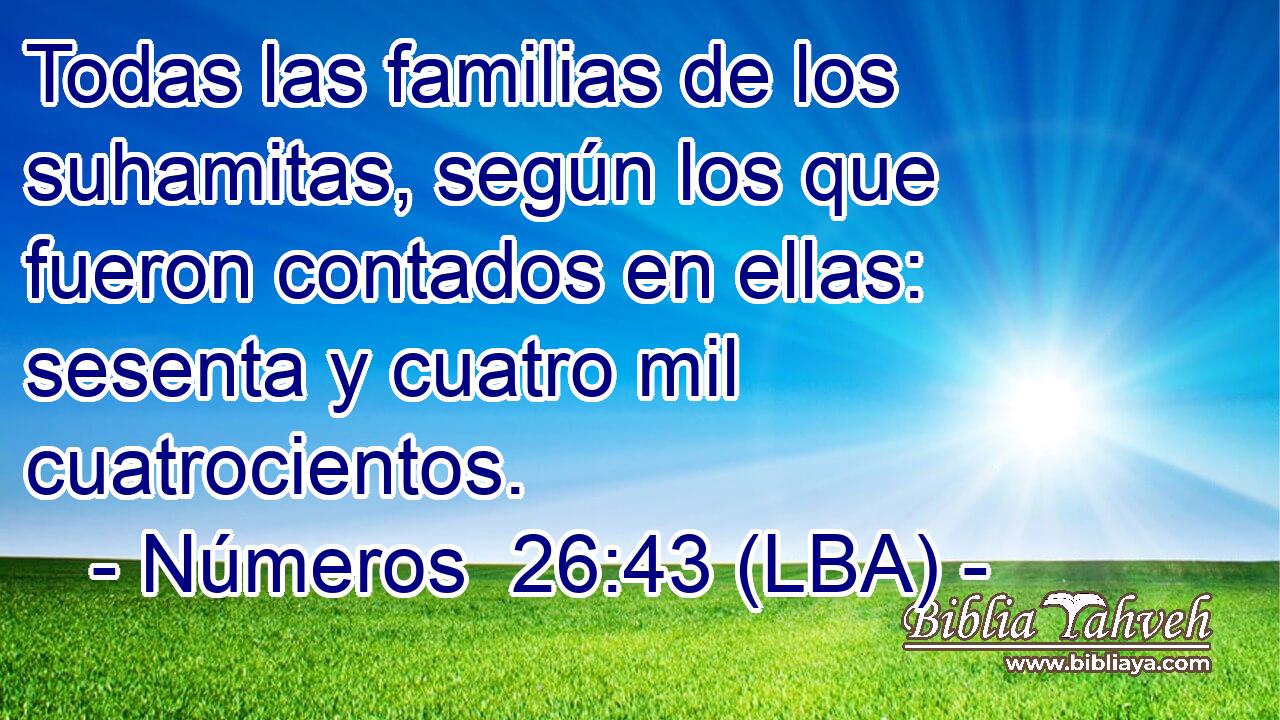 Todas las familias de los suhamitas, según los que fueron contados en ellas: sesenta y cuatro mil cuatrocientos.