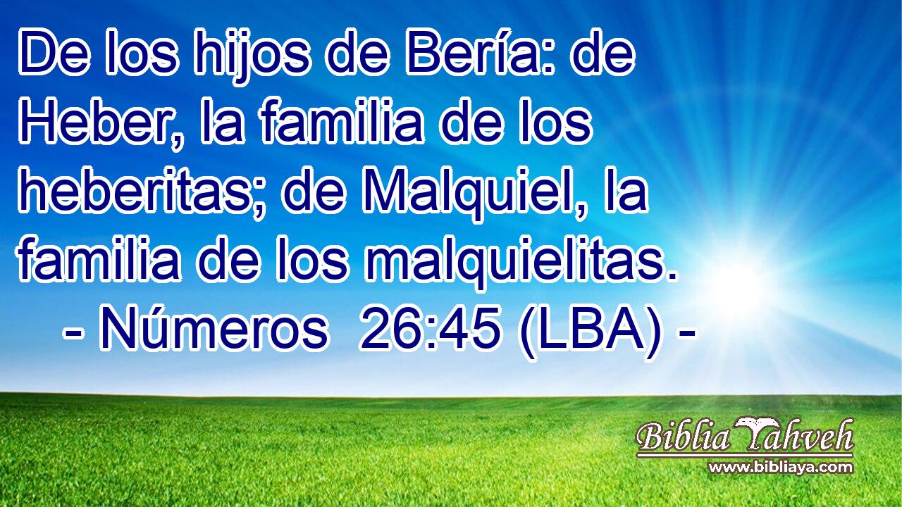 De los hijos de Bería: de Heber, la familia de los heberitas; de Malquiel, la familia de los malquielitas.