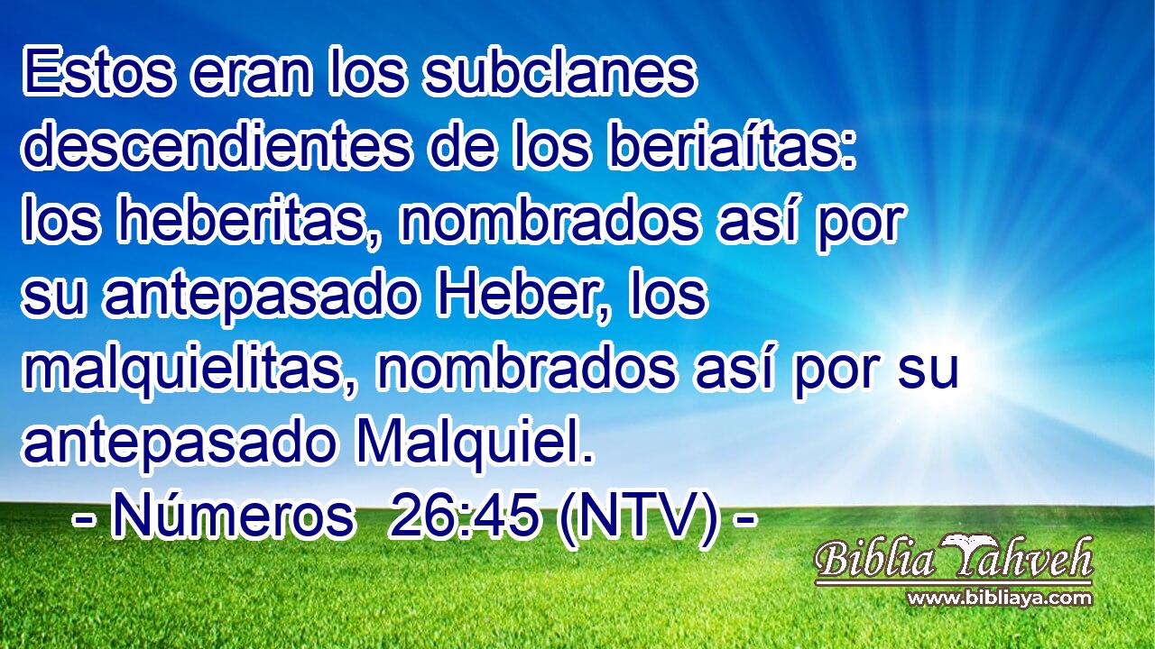 Estos eran los subclanes descendientes de los beriaítas: los heberitas, nombrados así por su antepasado Heber, los malquielitas, nombrados así por su antepasado Malquiel.