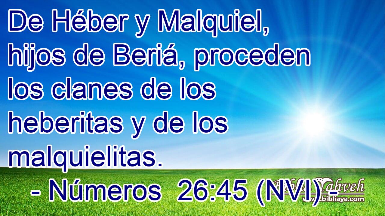  De Héber y Malquiel, hijos de Beriá, proceden los clanes de los heberitas y de los malquielitas. 