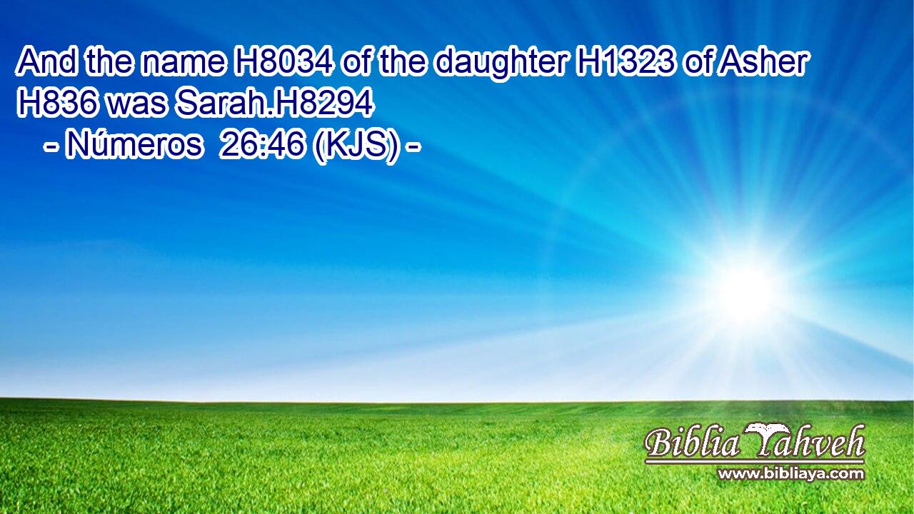 And the name H8034 of the daughter H1323 of Asher H836 was Sarah.H8294