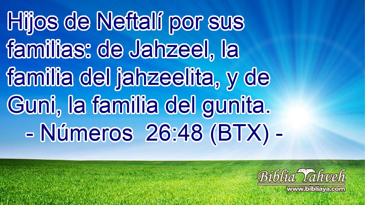 Hijos de Neftalí por sus familias: de Jahzeel, la familia del jahzeelita, y de Guni, la familia del gunita.