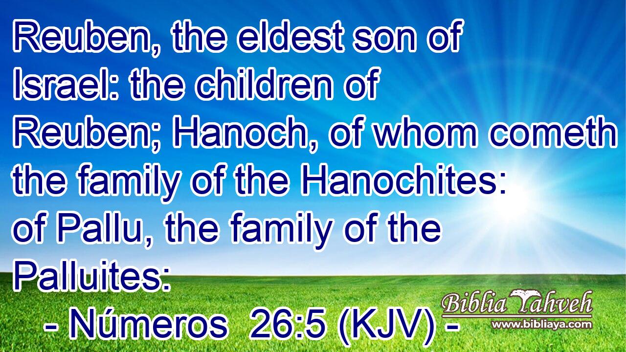 Reuben, the eldest son of Israel: the children of Reuben; Hanoch, of whom cometh the family of the Hanochites: of Pallu, the family of the Palluites: