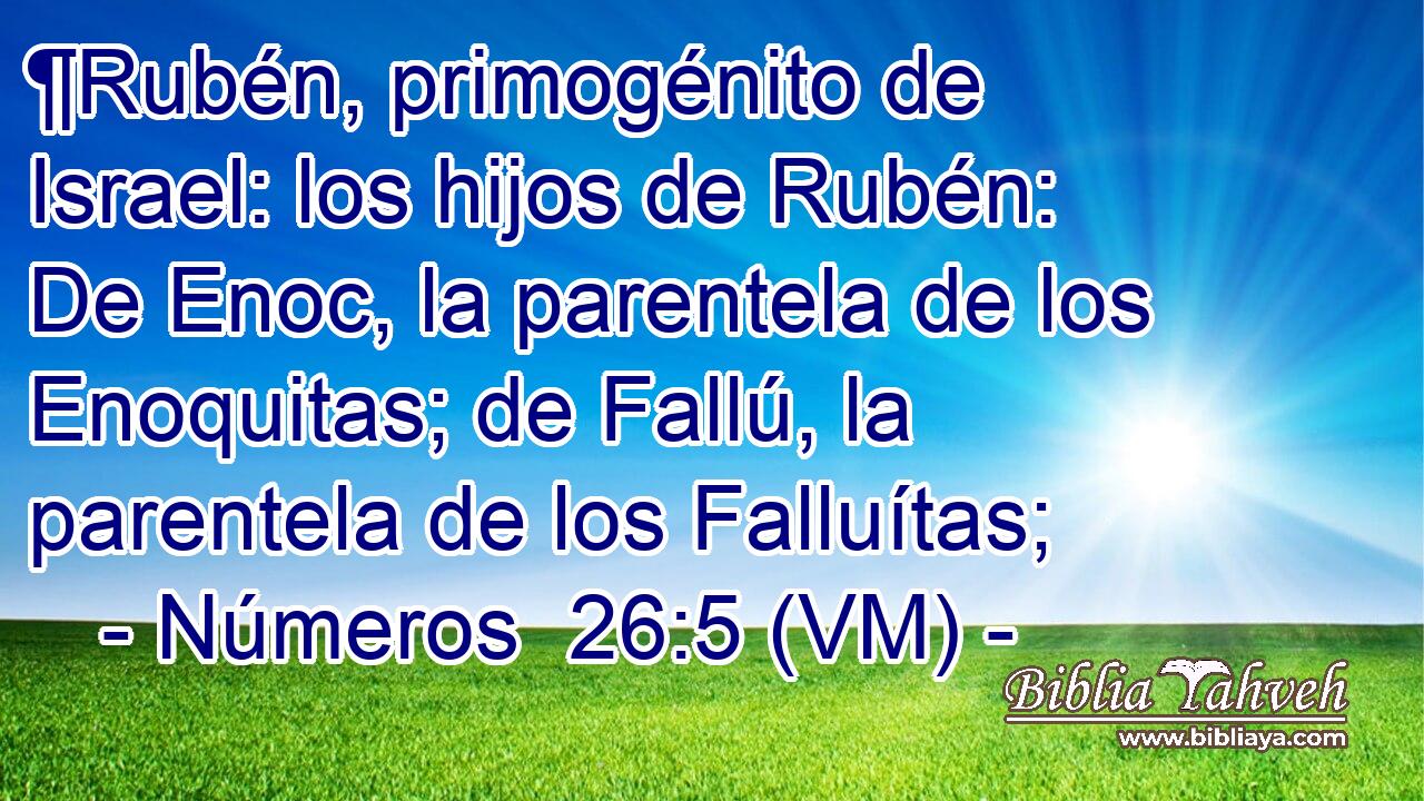  ¶Rubén, primogénito de Israel: los hijos de Rubén: De Enoc, la parentela de los Enoquitas; de Fallú, la parentela de los Falluítas; 