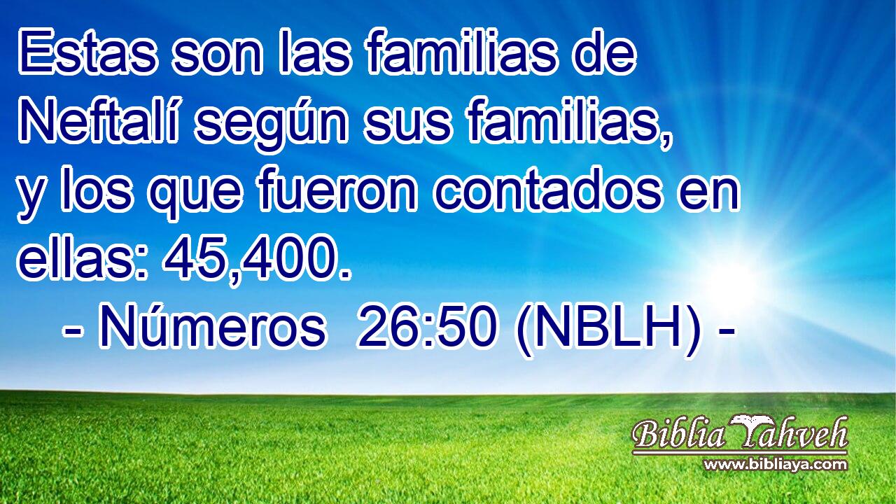 Estas son las familias de Neftalí según sus familias, y los que fueron contados en ellas: 45,400. 