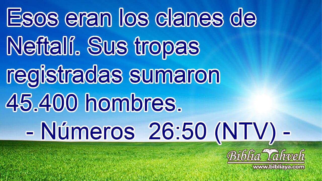 Esos eran los clanes de Neftalí. Sus tropas registradas sumaron 45.400 hombres.