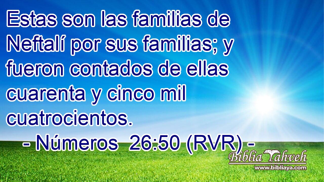 Estas son las familias de Neftalí por sus familias; y fueron contados de ellas cuarenta y cinco mil cuatrocientos.