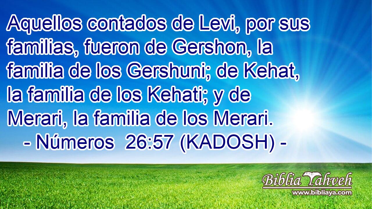  Aquellos contados de Levi, por sus familias, fueron de Gershon, la familia de los Gershuni; de Kehat, la familia de los Kehati; y de Merari, la familia de los Merari. 