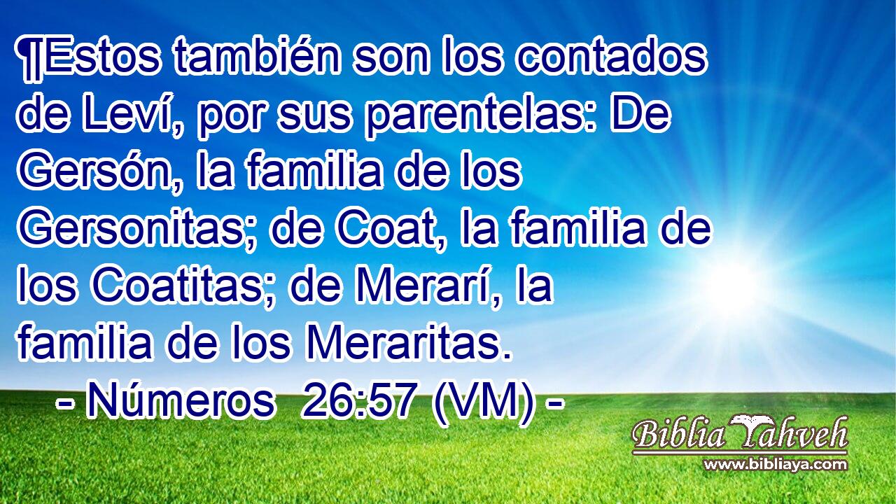  ¶Estos también son los contados de Leví, por sus parentelas: De Gersón, la familia de los Gersonitas; de Coat, la familia de los Coatitas; de Merarí, la familia de los Meraritas. 