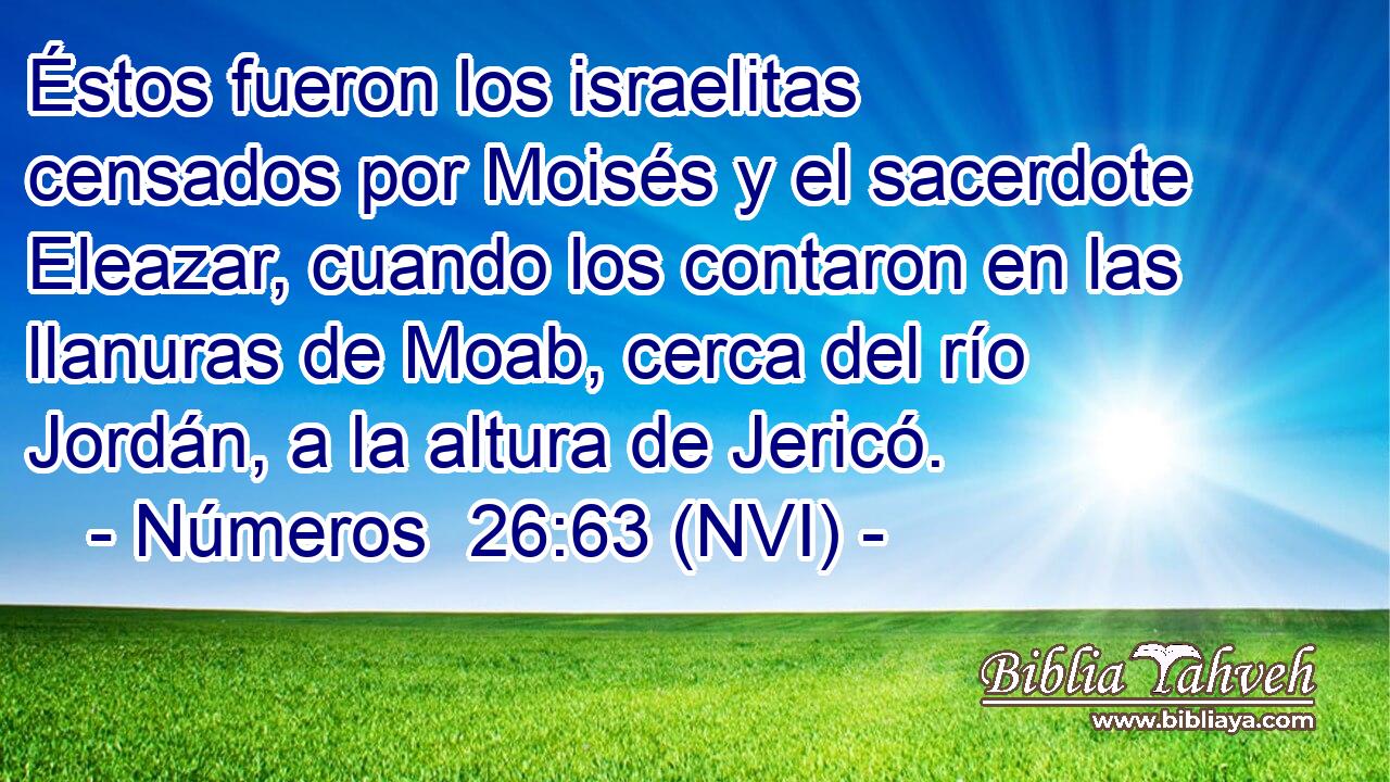  Éstos fueron los israelitas censados por Moisés y el sacerdote Eleazar, cuando los contaron en las llanuras de Moab, cerca del río Jordán, a la altura de Jericó. 