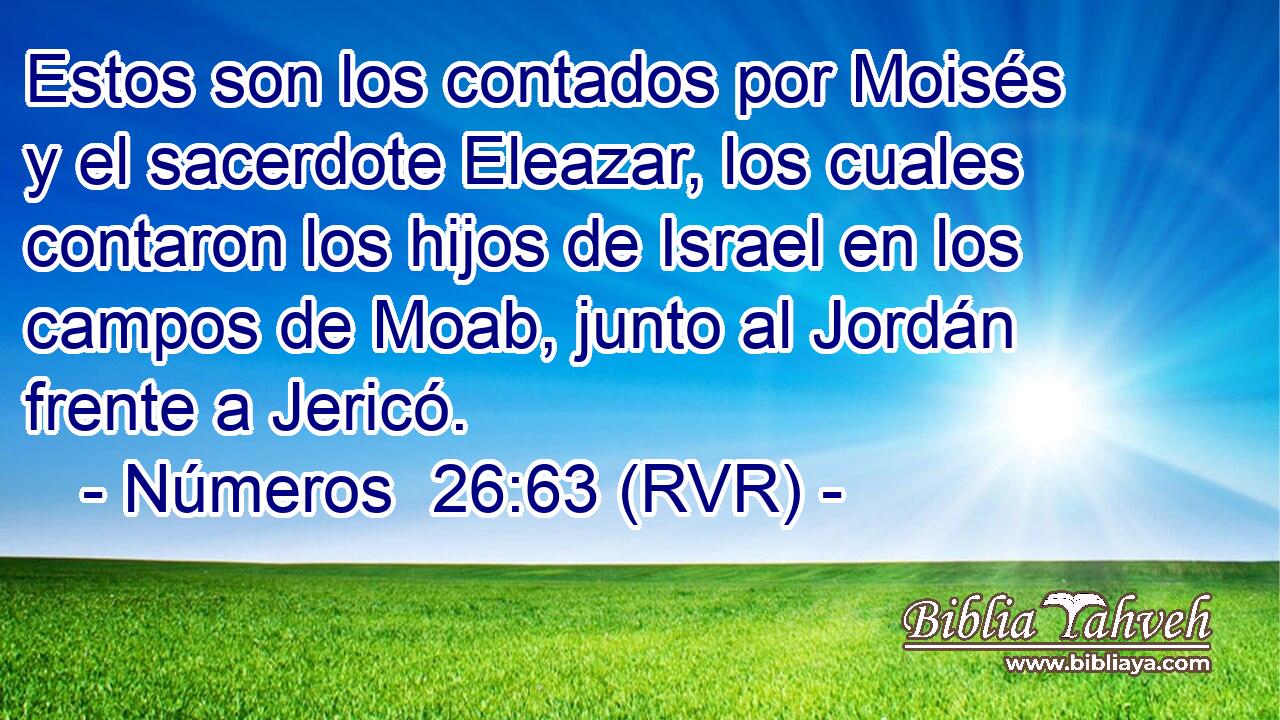 Estos son los contados por Moisés y el sacerdote Eleazar, los cuales contaron los hijos de Israel en los campos de Moab, junto al Jordán frente a Jericó.