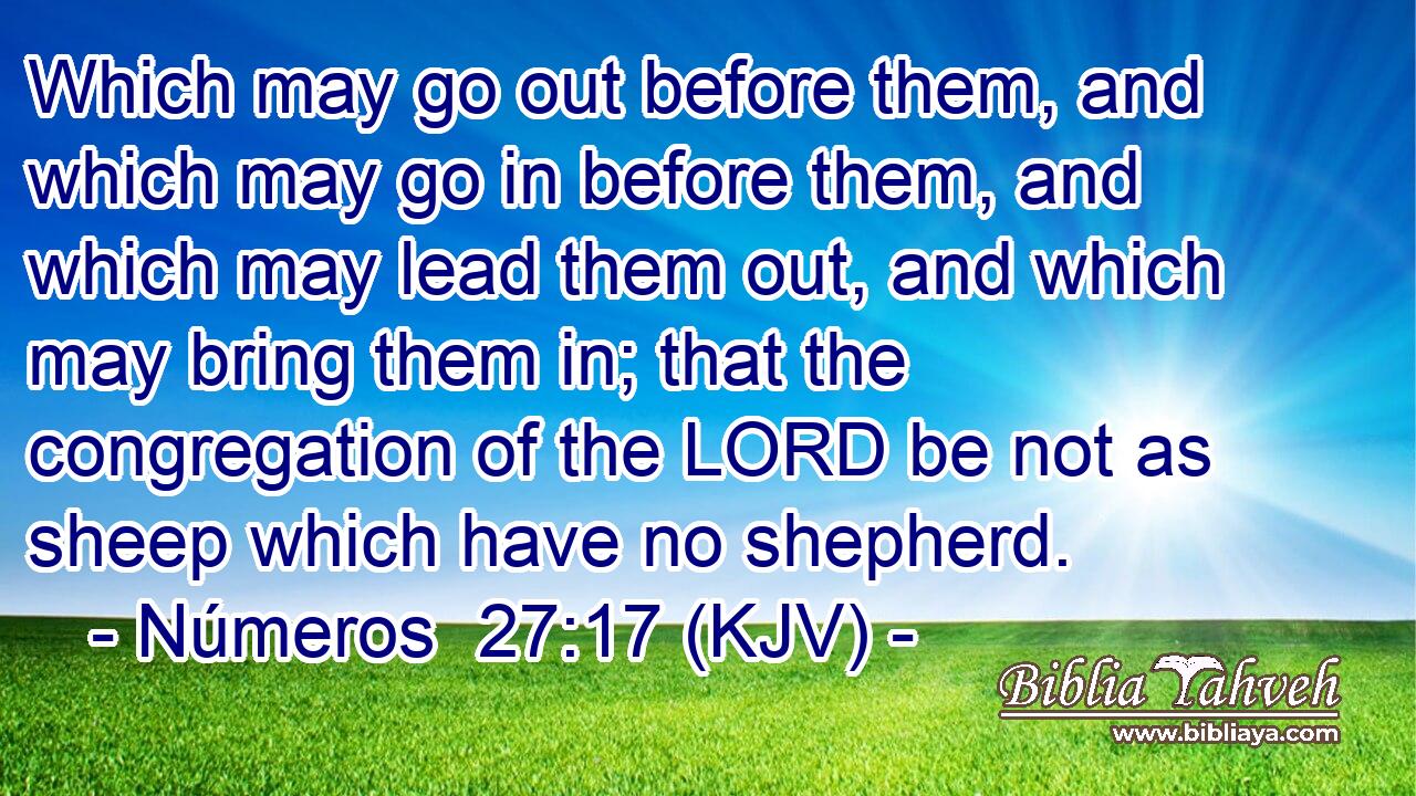 Which may go out before them, and which may go in before them, and which may lead them out, and which may bring them in; that the congregation of the LORD be not as sheep which have no shepherd.