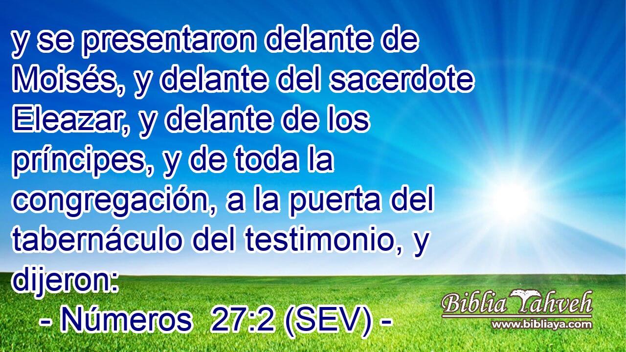 y se presentaron delante de Moisés, y delante del sacerdote Eleazar, y delante de los príncipes, y de toda la congregación, a la puerta del tabernáculo del testimonio, y dijeron: