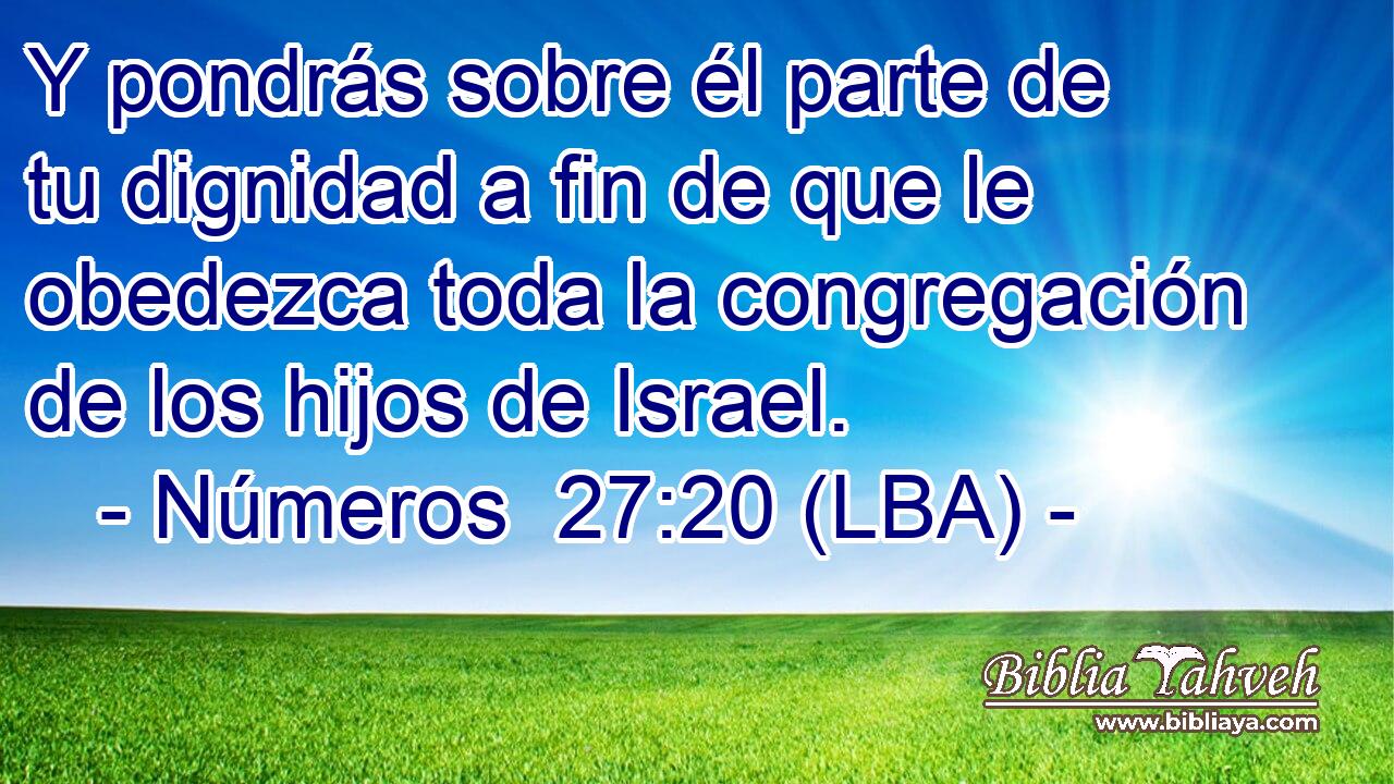 Y pondrás sobre él parte de tu dignidad a fin de que le obedezca toda la congregación de los hijos de Israel.