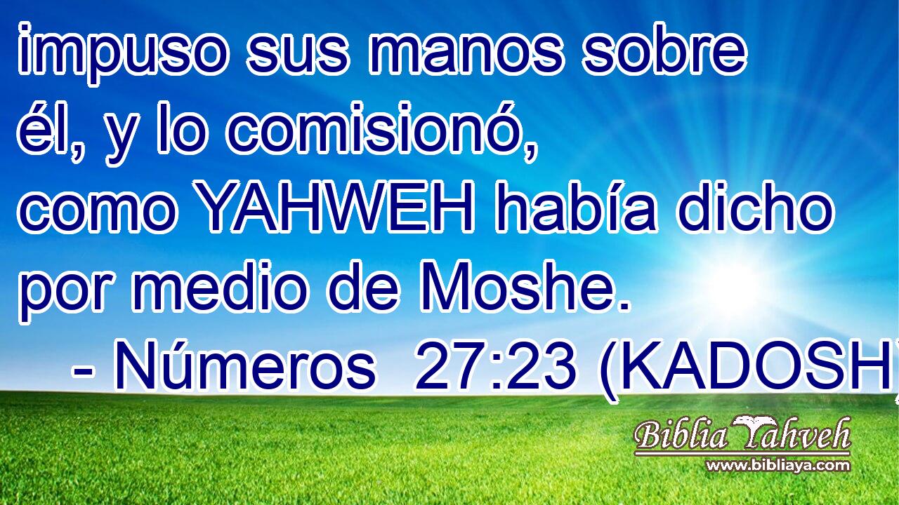  impuso sus manos sobre él, y lo comisionó, como YAHWEH había dicho por medio de Moshe. 