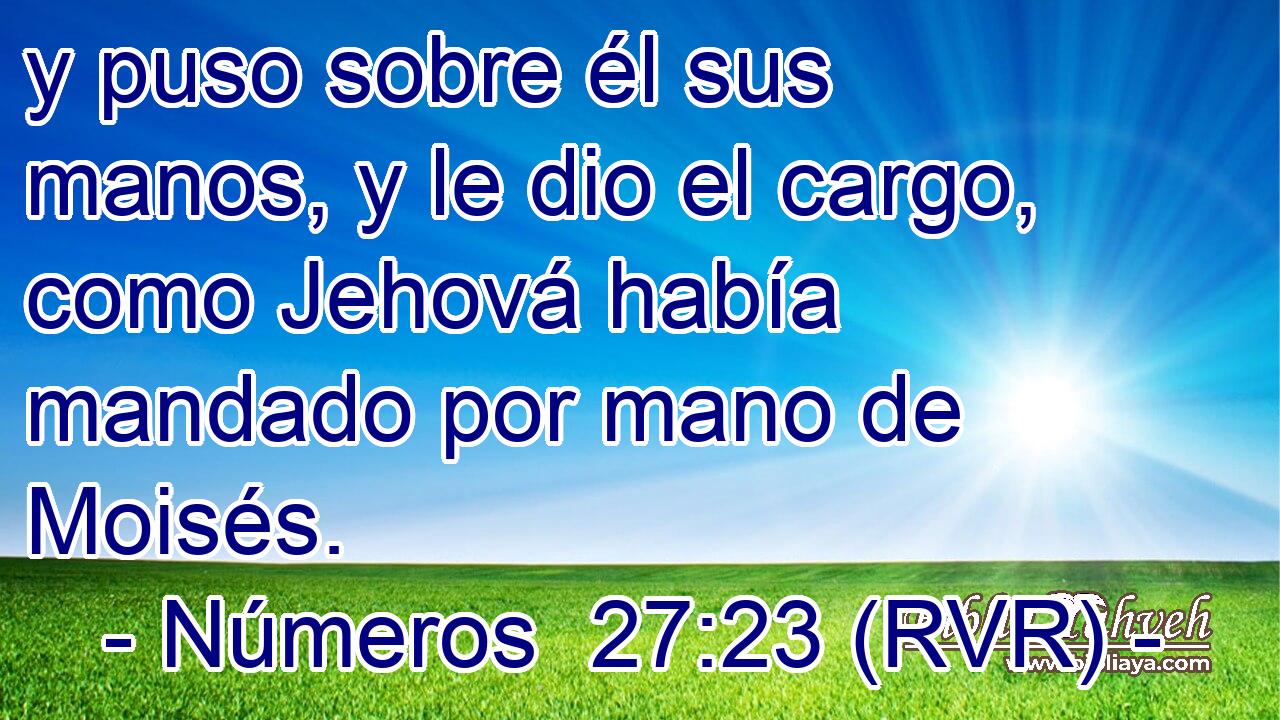 y puso sobre él sus manos, y le dio el cargo, como Jehová había mandado por mano de Moisés.