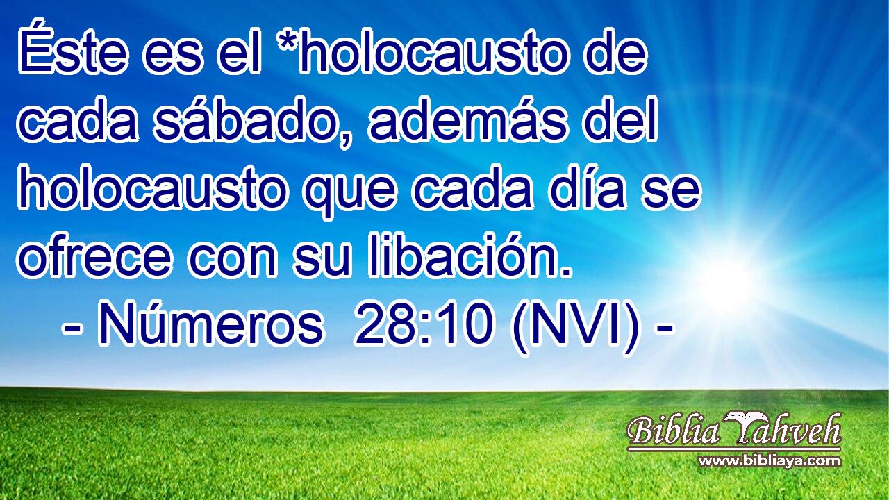  Éste es el *holocausto de cada sábado, además del holocausto que cada día se ofrece con su libación. 
