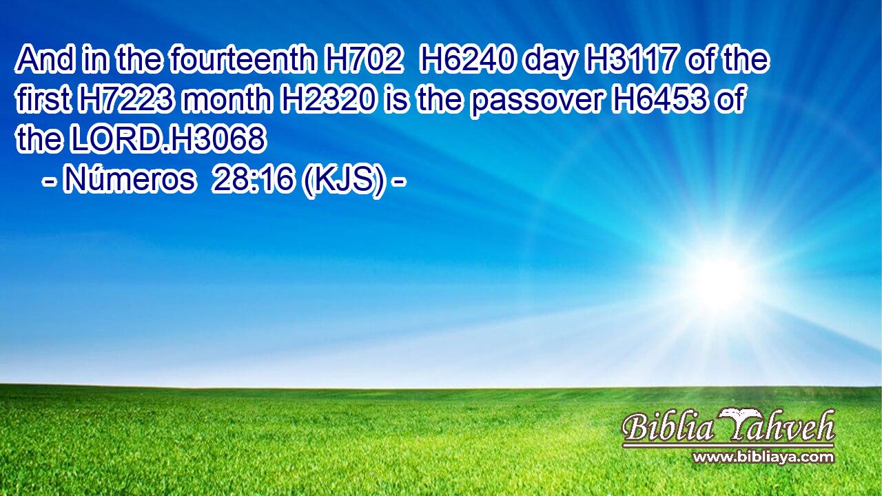 And in the fourteenth H702  H6240 day H3117 of the first H7223 month H2320 is the passover H6453 of the LORD.H3068