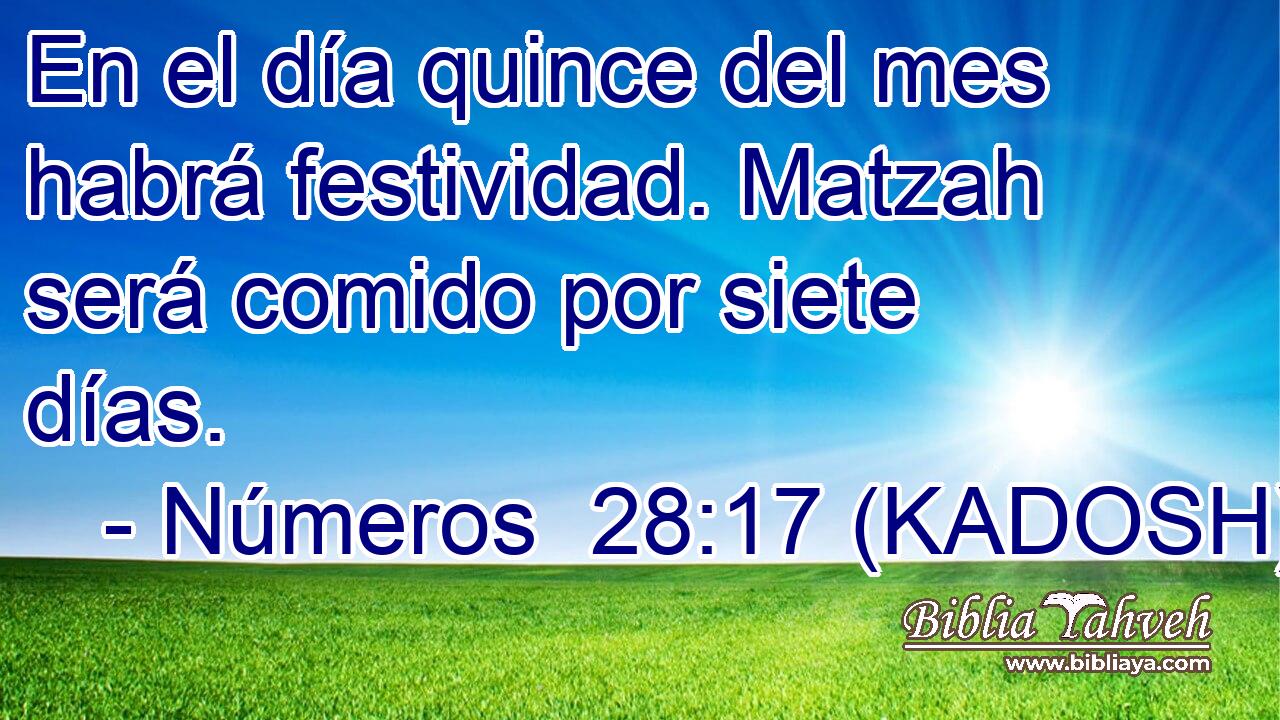  En el día quince del mes habrá festividad. Matzah será comido por siete días. 