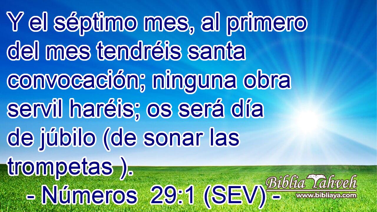Y el séptimo mes, al primero del mes tendréis santa convocación; ninguna obra servil haréis; os será día de júbilo (de sonar las trompetas ).