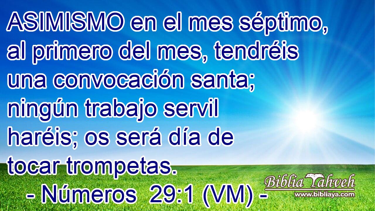  ASIMISMO en el mes séptimo, al primero del mes, tendréis una convocación santa; ningún trabajo servil haréis; os será día de tocar trompetas. 
