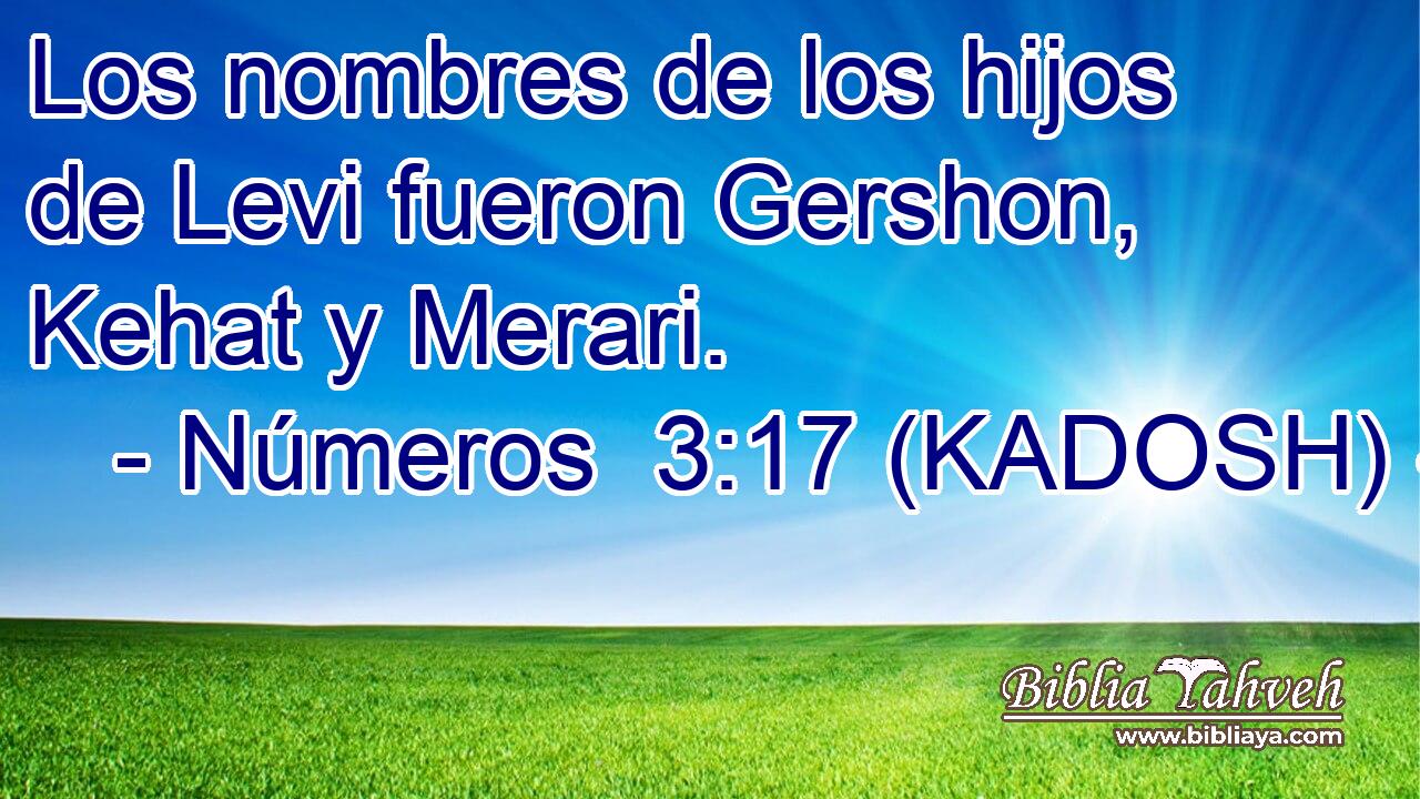  Los nombres de los hijos de Levi fueron Gershon, Kehat y Merari. 